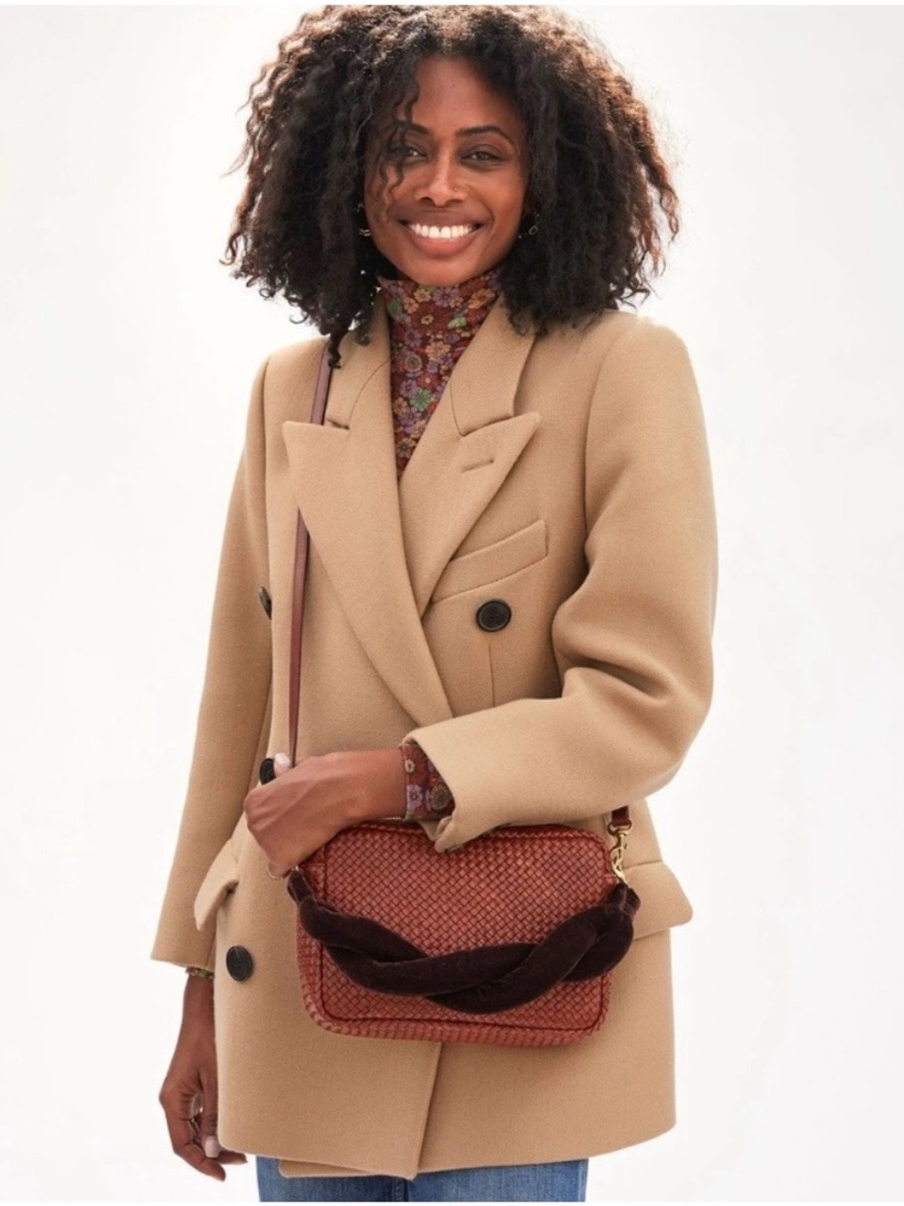 Clare V Marisol Diagonal Woven Crossbody Bag in Toffee - Picture 7 of 11